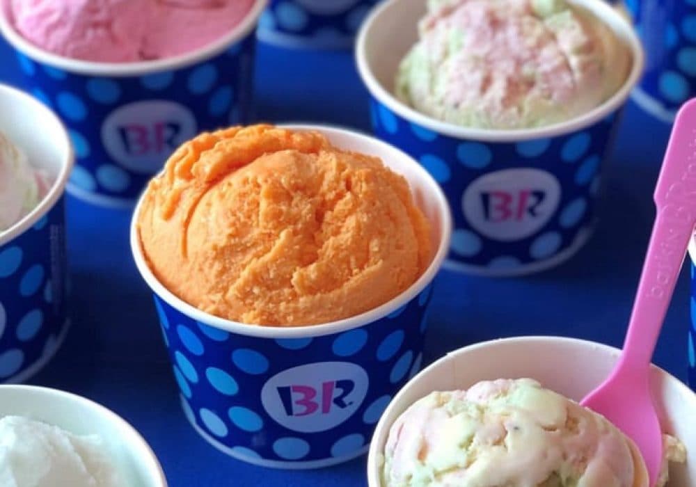 Baskin Robins ice cream cups.