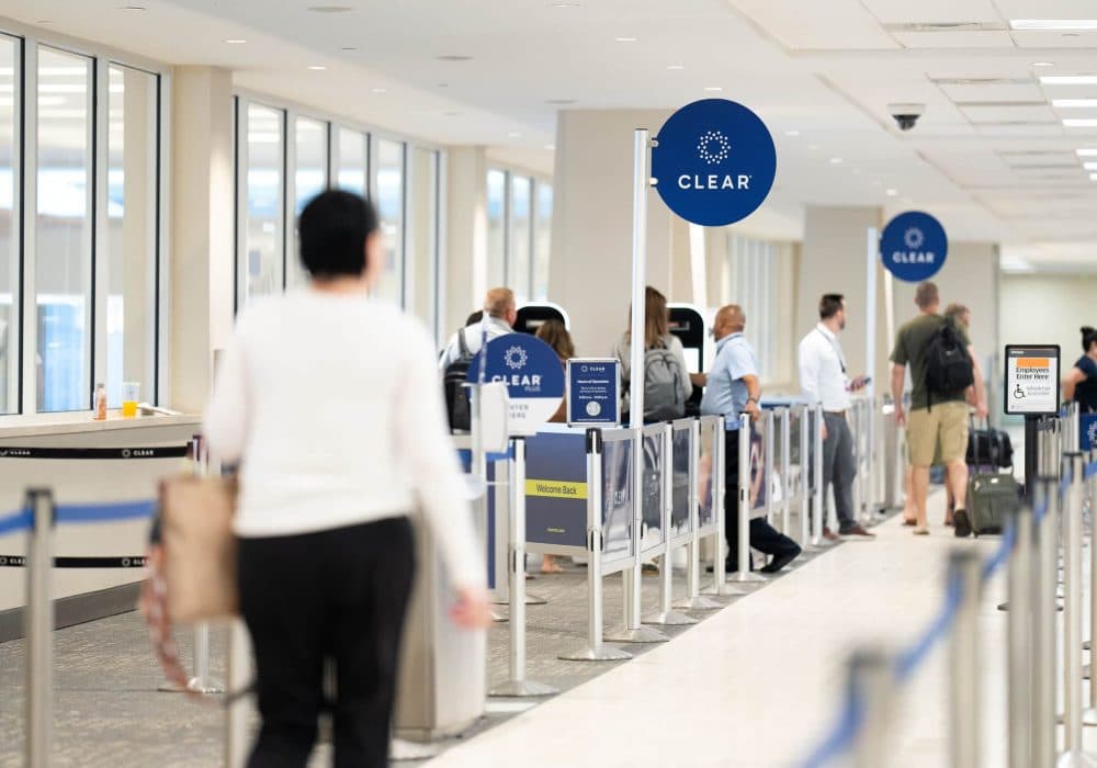 CLEAR enrollment center with travelers and employees at GSP